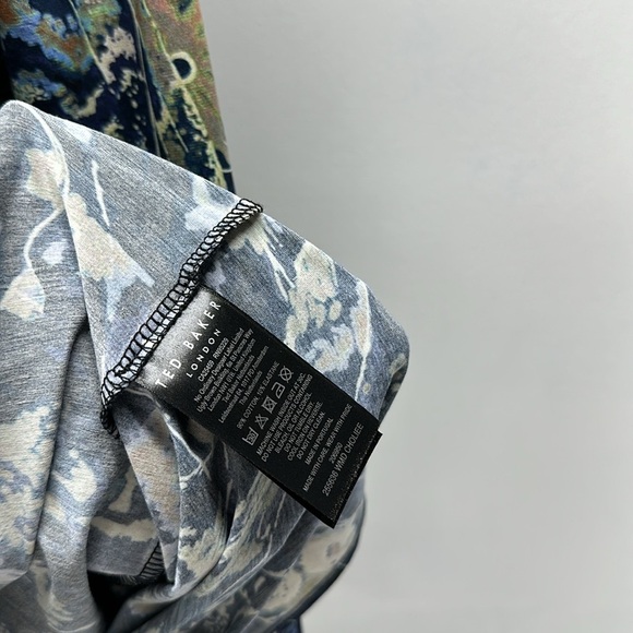 Ted Baker Dress Choliee Bodycon Midi High Neck Long Sleeve Floral Blue 3 Medium - Picture 9 of 11